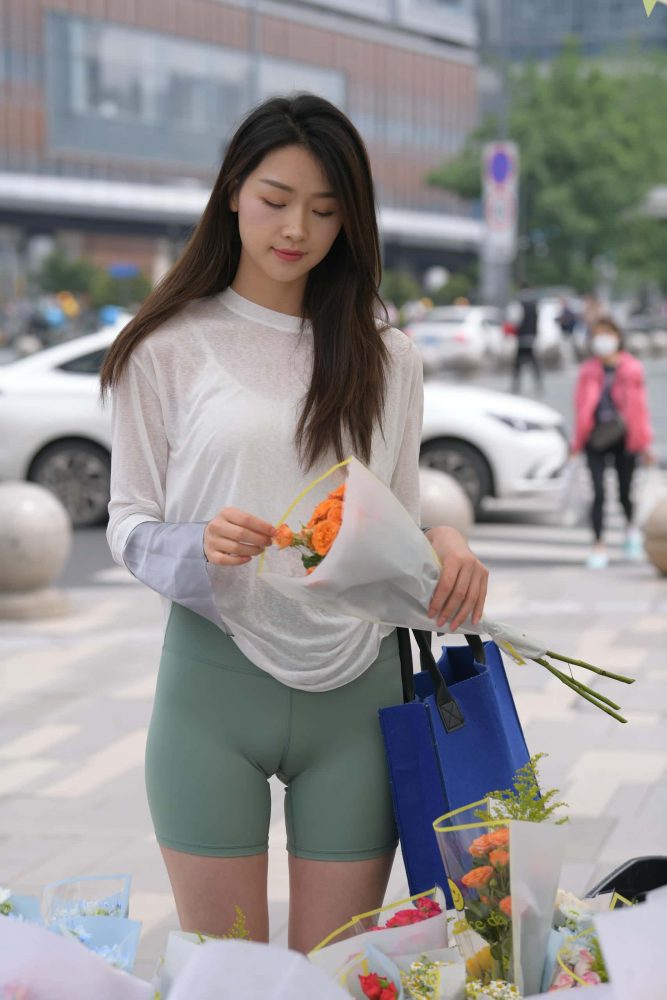 路边买花的白衣长发姑娘【884P】J5726-喵咪图库